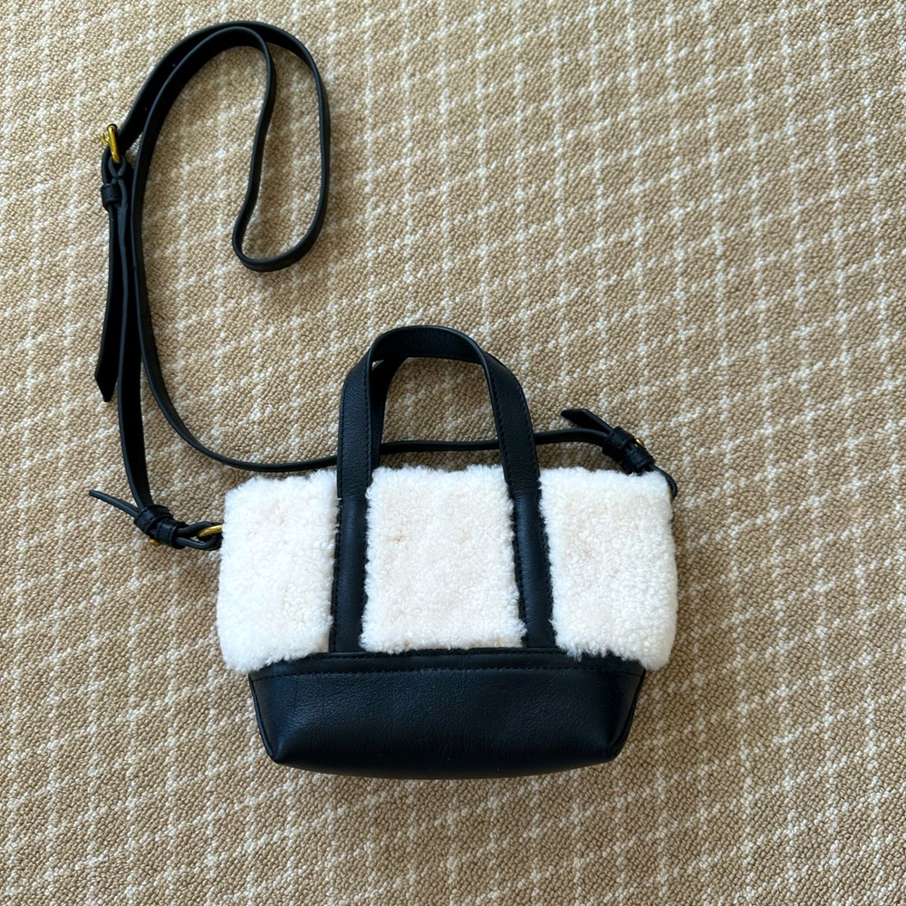 J Crew Mini Shearling and Leather Crossbody Bag - NWT. Excellent Condition.